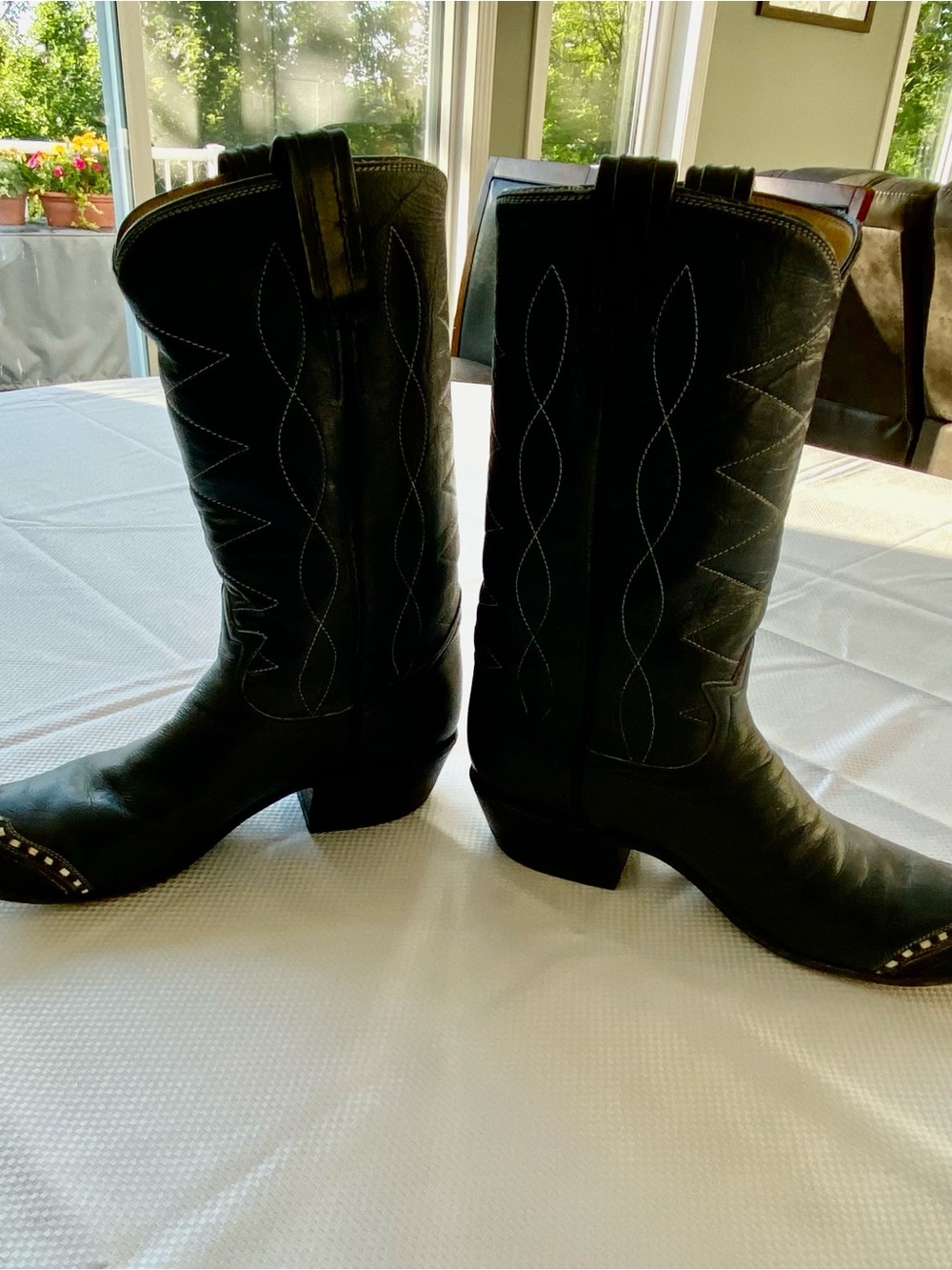 Tony Lama Women's Black Western Rodeo Cowboy Wedding MidCalf Boots - Picture 12 of 16